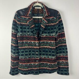 Aldomartins Knit Button Front Jacket Patterned Multicolor Wool Blend Size 10
